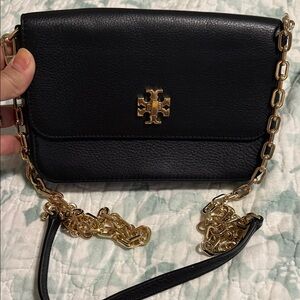 Tory Burch Black Crossbody Bag with Gold Chain